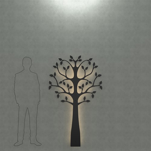 Väggträd med belysning svart 180cm