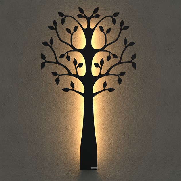 Wall mounted tree with ;LED-light 70 cm black structure