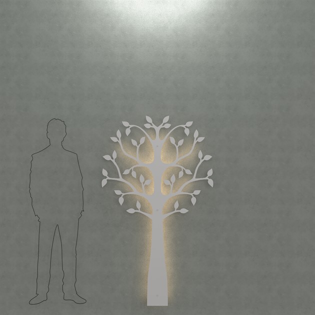 Wall mounted tree with ;LED-light 180 cm white