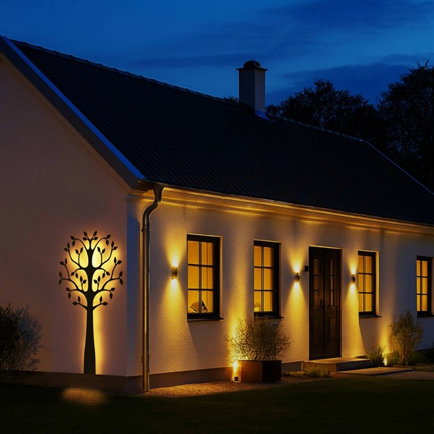 Wall mounted tree with ;LED-light 220 cm black structure