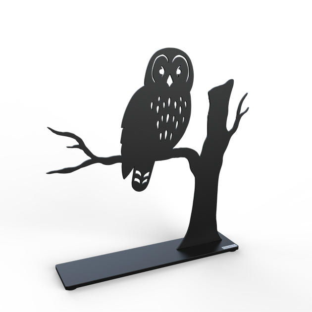 Owl on branch 30 cm black structure