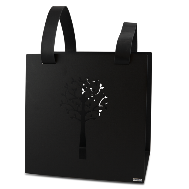 Wood basket 50 cm black structure