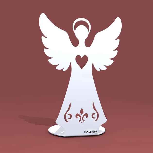 Ängel med ljusplatta 20 cm vit