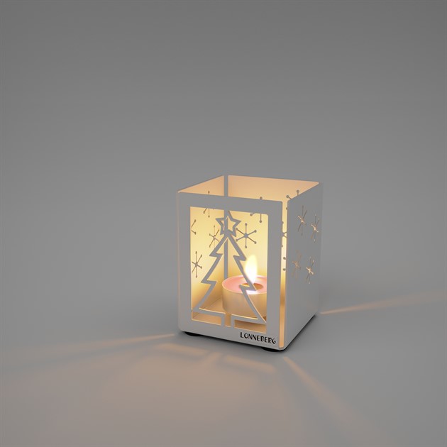 Lykta Julgran 9 cm vit