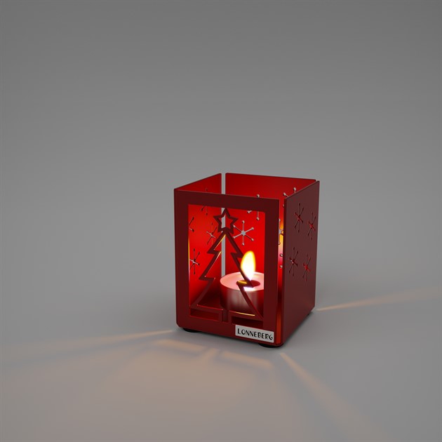 Lykta Julgran 9 cm röd